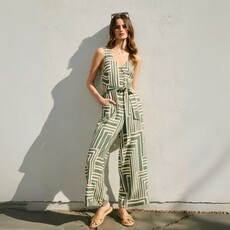 Dress Forum SUM25 Runaway Button Down Sash Belt Jumpsuit