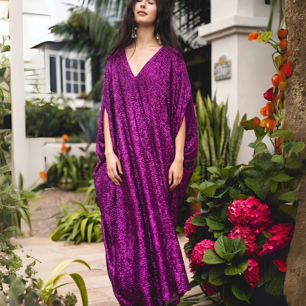 Jennafer Grace Fuchsia Sequin Caftan