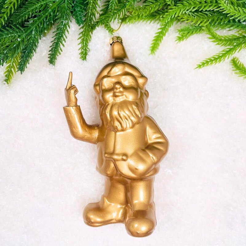 Cody Foster Naughty Gnome Gold Ornament