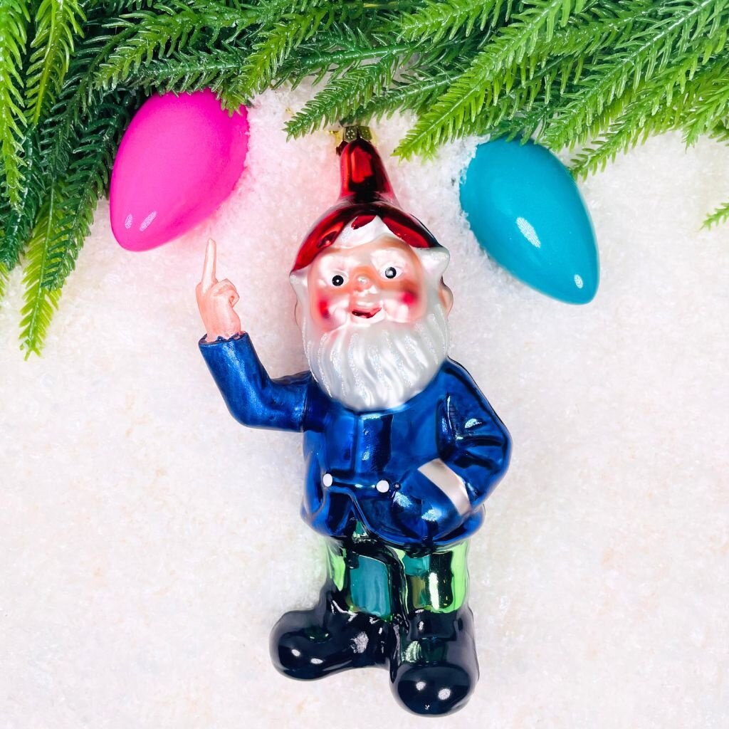 Cody Foster Naughty Gnome Red Hat Ornament