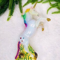 Cody Foster Glittered Rainbow Unicorn Ornament