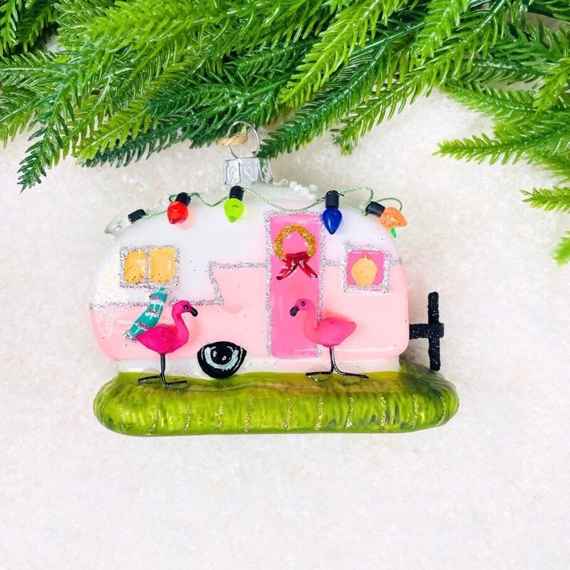 Cody Foster Flamingo Camper Ornament