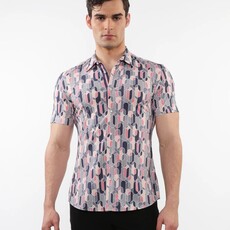 Postmarc CAP25 76094 Printed Performance Short Sleeves Stretch Shirt Blush / Grey Swirls