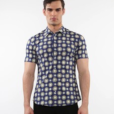 Postmarc CAP25 76096 Printed Performance Short Sleeves Shirt Navy / Sage Circles