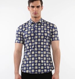 Postmarc CAP25 76096 Printed Performance Short Sleeves Shirt Navy / Sage Circles