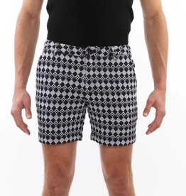 Postmarc CAP25 2537 Textured Jacquard Stretch Chino Shorts Navy Diamonds