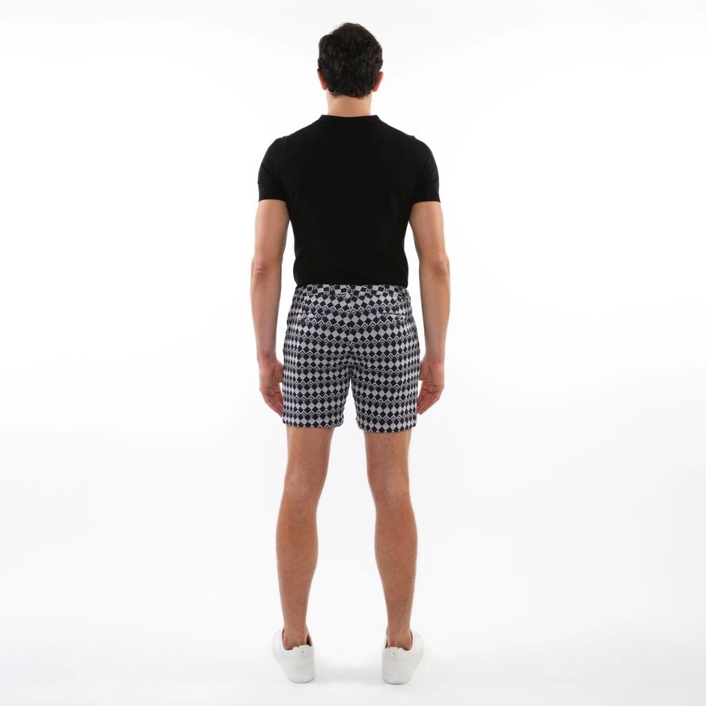 Postmarc CAP25 2537 Textured Jacquard Stretch Chino Shorts Navy Diamonds