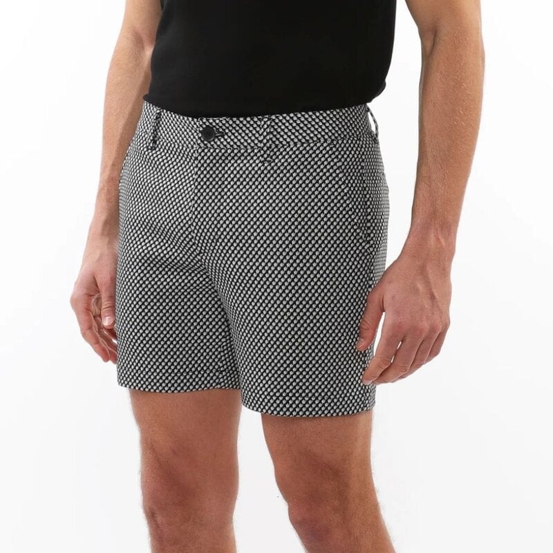 Postmarc CAP25 2535 - 02 Textured Jacquard Stretch Chino Shorts Black / White Spiral