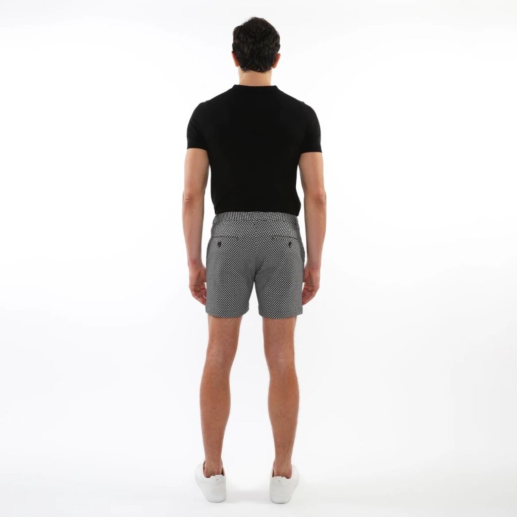 Postmarc CAP25 2535 - 02 Textured Jacquard Stretch Chino Shorts Black / White Spiral