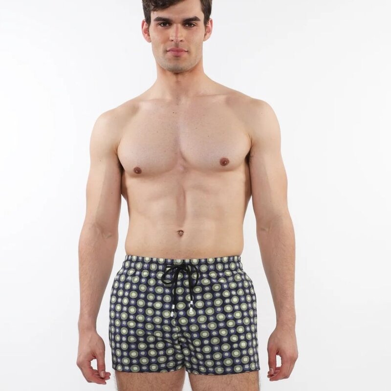 Postmarc CAP25 6002 - 56 Printed Swim Shorts W/ Mesh Lining Navy / Sage Circles