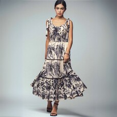 Urban Daizy SUM25 Island Bliss Tropical Smocked Tiered Maxi Dress