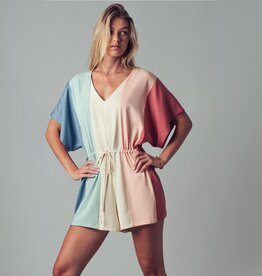 Urban Daizy SUM25 Multi Color Block V-Neck Romper