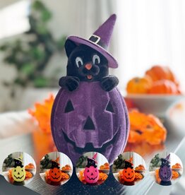 180 Degrees HLWN25 10in Flocked Cat in Pumpkin
