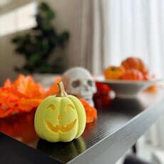 180 Degrees HLWN25 4.5in Flocked Jack O Lantern Gold Stem