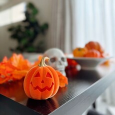 180 Degrees HLWN25 4.5in Flocked Jack O Lantern Gold Stem