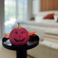 180 Degrees HLWN25 4.5in Flocked Jack O Lantern Gold Stem