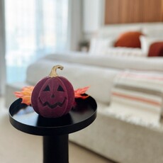 180 Degrees HLWN25 4.5in Flocked Jack O Lantern Gold Stem