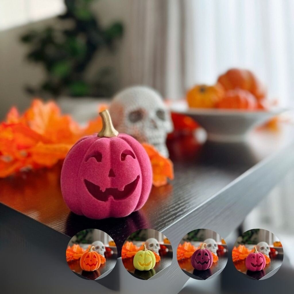 180 Degrees HLWN25 4.5in Flocked Jack O Lantern Gold Stem