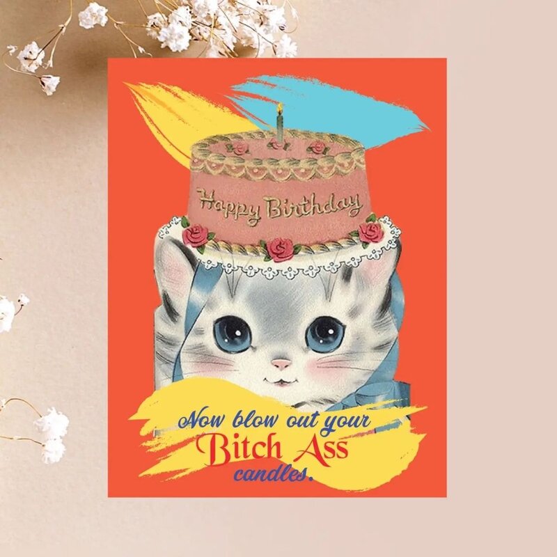 Paper Sluts Bitch Ass Candles Birthday Card