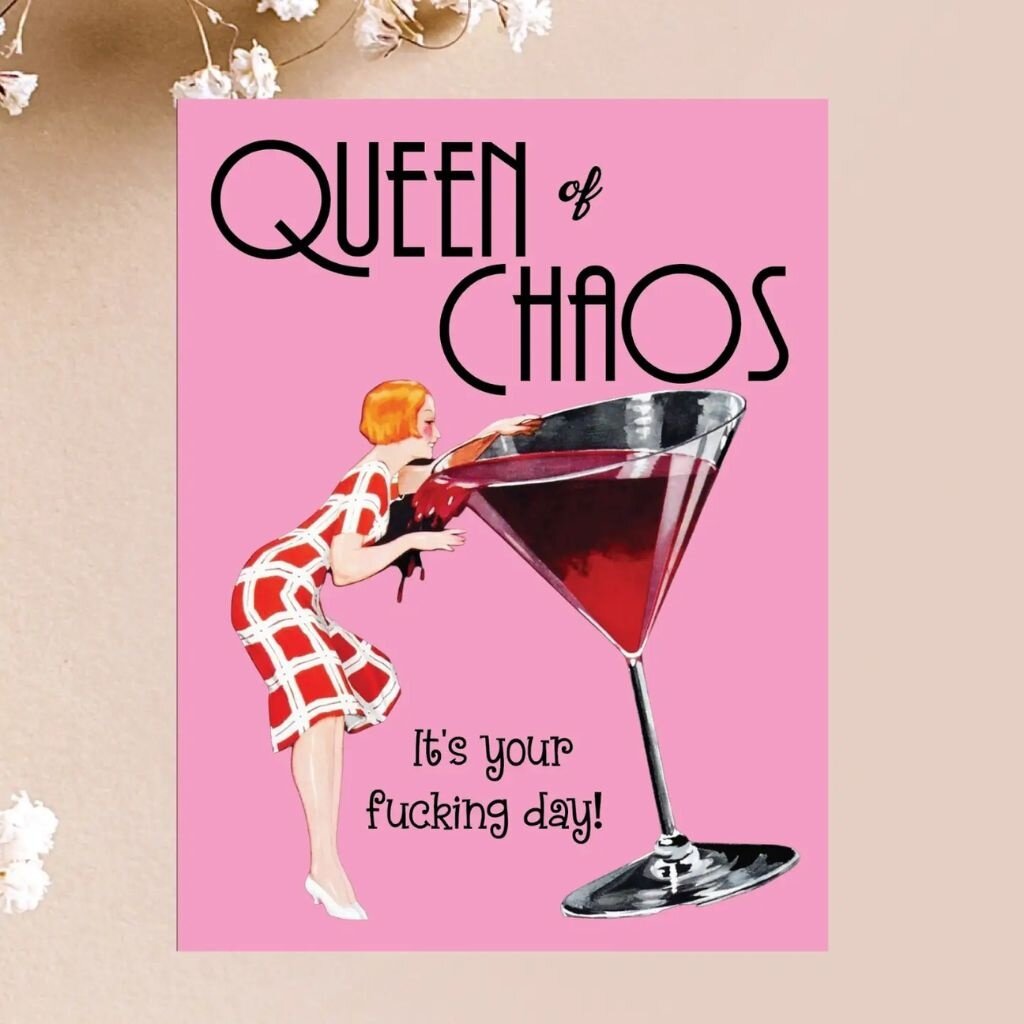 Paper Sluts Queen Of Chaos Birthday Card