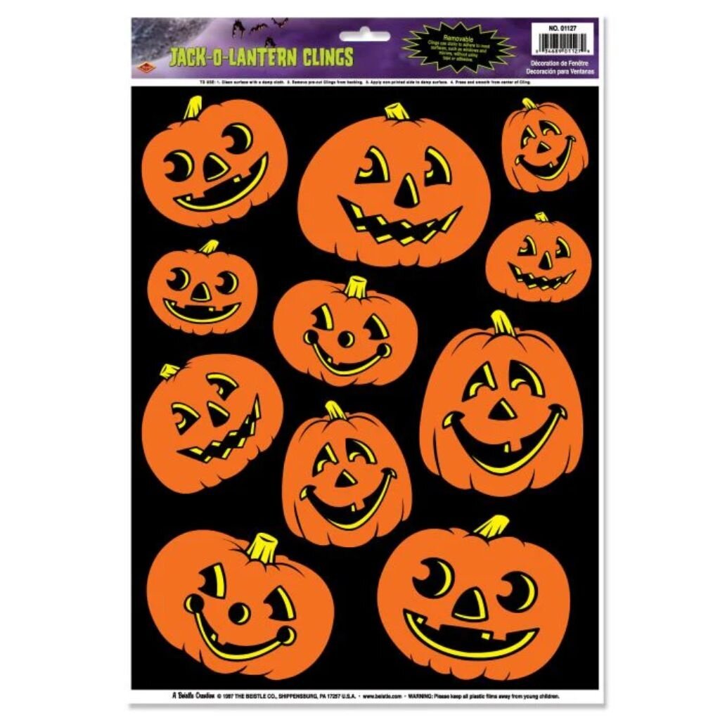 Caufield's Novelty Set of 11 Vintage Jack-O-Lantern Clings