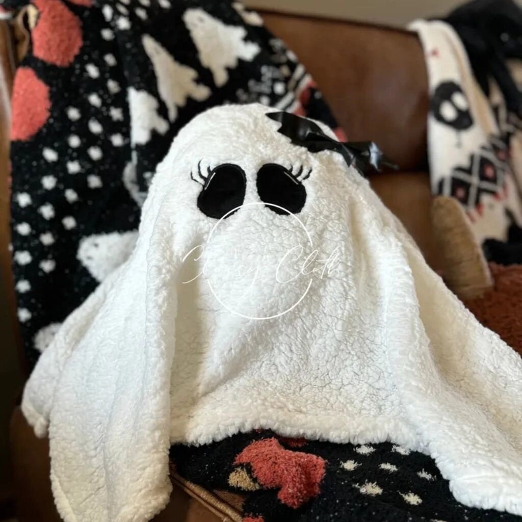The Classy Cloth Halloween Sherpa Pillow  Ghost