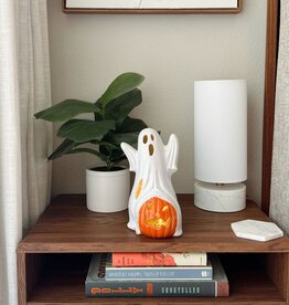 C+F Home HLWN25 Halloween Ghost with Jack O Lantern Figurine