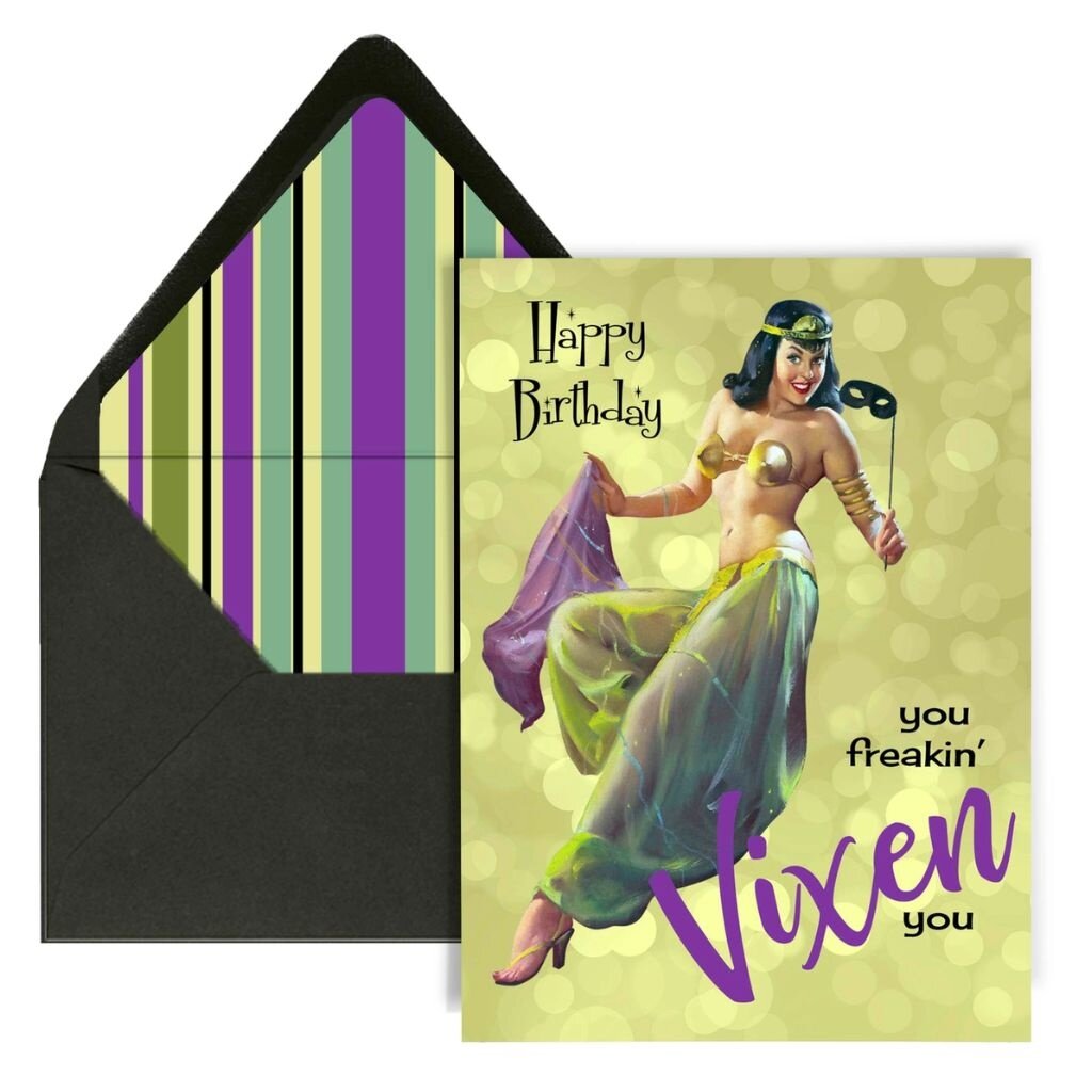 Mod Lounge Paper Co. Sexy Vintage Pinup Vixen Masquerade Card