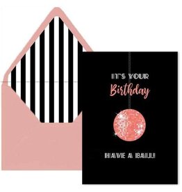 Mod Lounge Paper Co. Disco Ball Pink Have A Ball Birthday Card