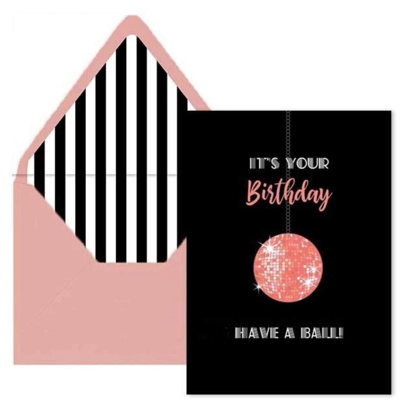 Mod Lounge Paper Co. Disco Ball Pink Have A Ball Birthday Card