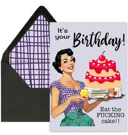 Mod Lounge Paper Co. Eat the Fucking Cake Funny Housewife Birthday Card