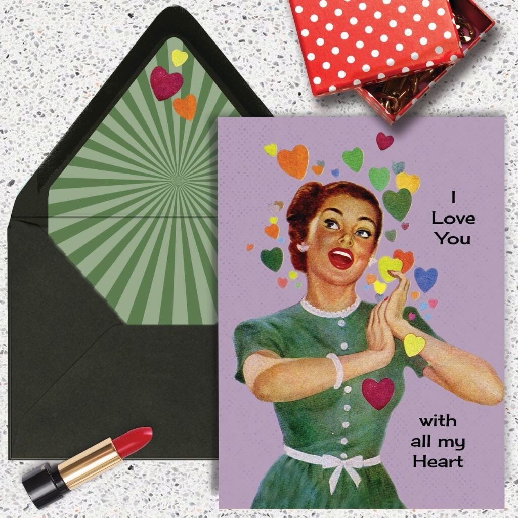 Mod Lounge Paper Co. I Love You with All My Heart Vintage Greeting Card