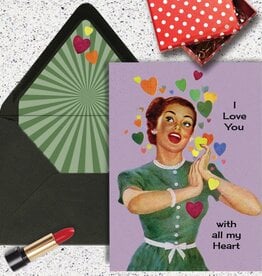 Mod Lounge Paper Co. I Love You with All My Heart Vintage Greeting Card