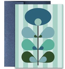 Mod Lounge Paper Co. Mod Flower Blue Mid Century Modern Blank Notecard