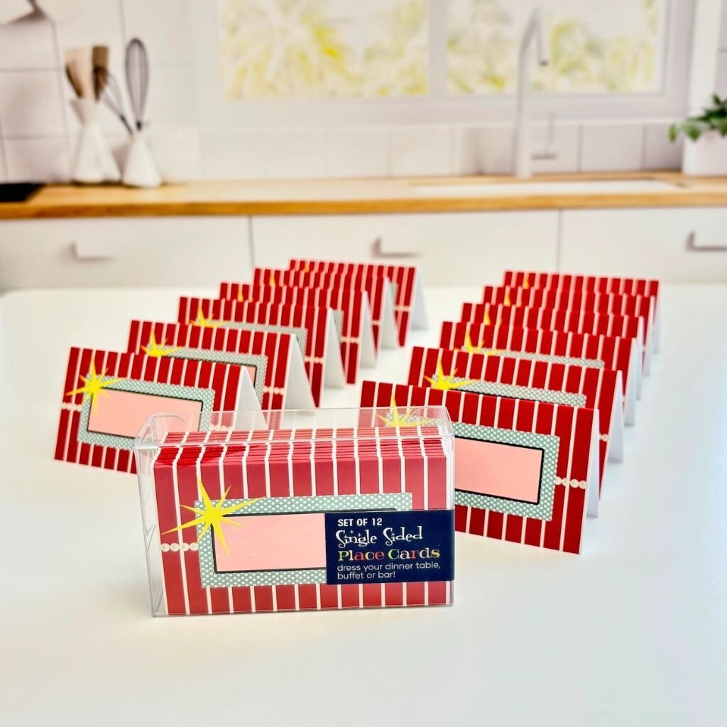 Mod Lounge Paper Co. Retro Diner Polka Dot and Starburst Folded Place Cards