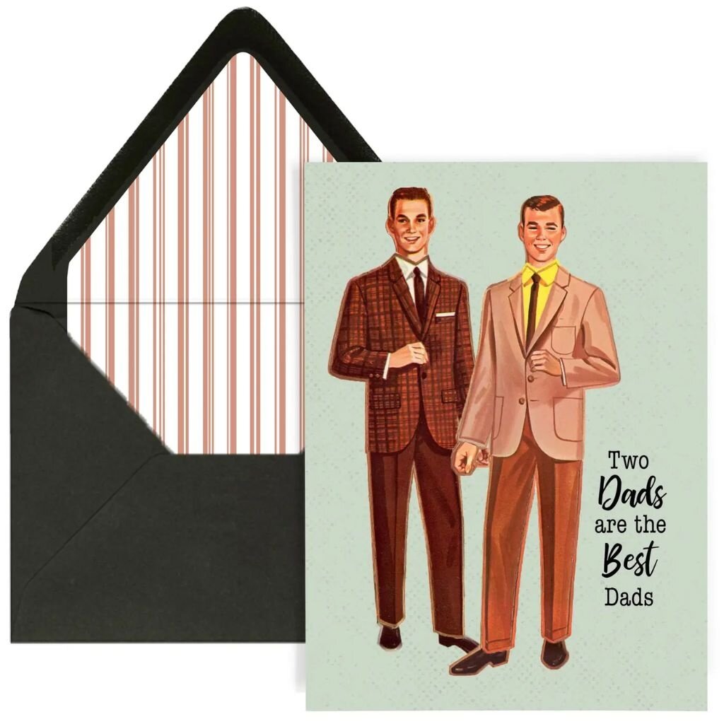 Mod Lounge Paper Co. Two Dads Are the Best Dads Vintage Greeting Card