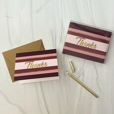 Mod Lounge Paper Co. Wine Stripe and Gold Mid Century Modern Thank You
