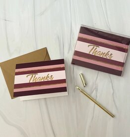Mod Lounge Paper Co. Wine Stripe and Gold Mid Century Modern Thank You