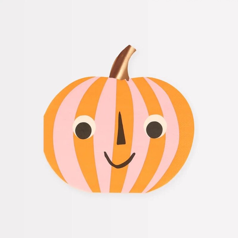 MeriMeri Pink and Orange Stripy Pumpkin Napkins