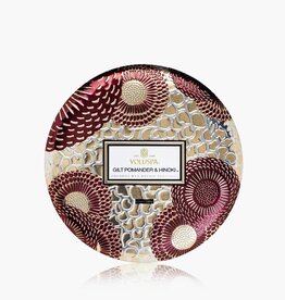 Voluspa Gilt Pomander & Hinoki 3 Wick Tin Candle