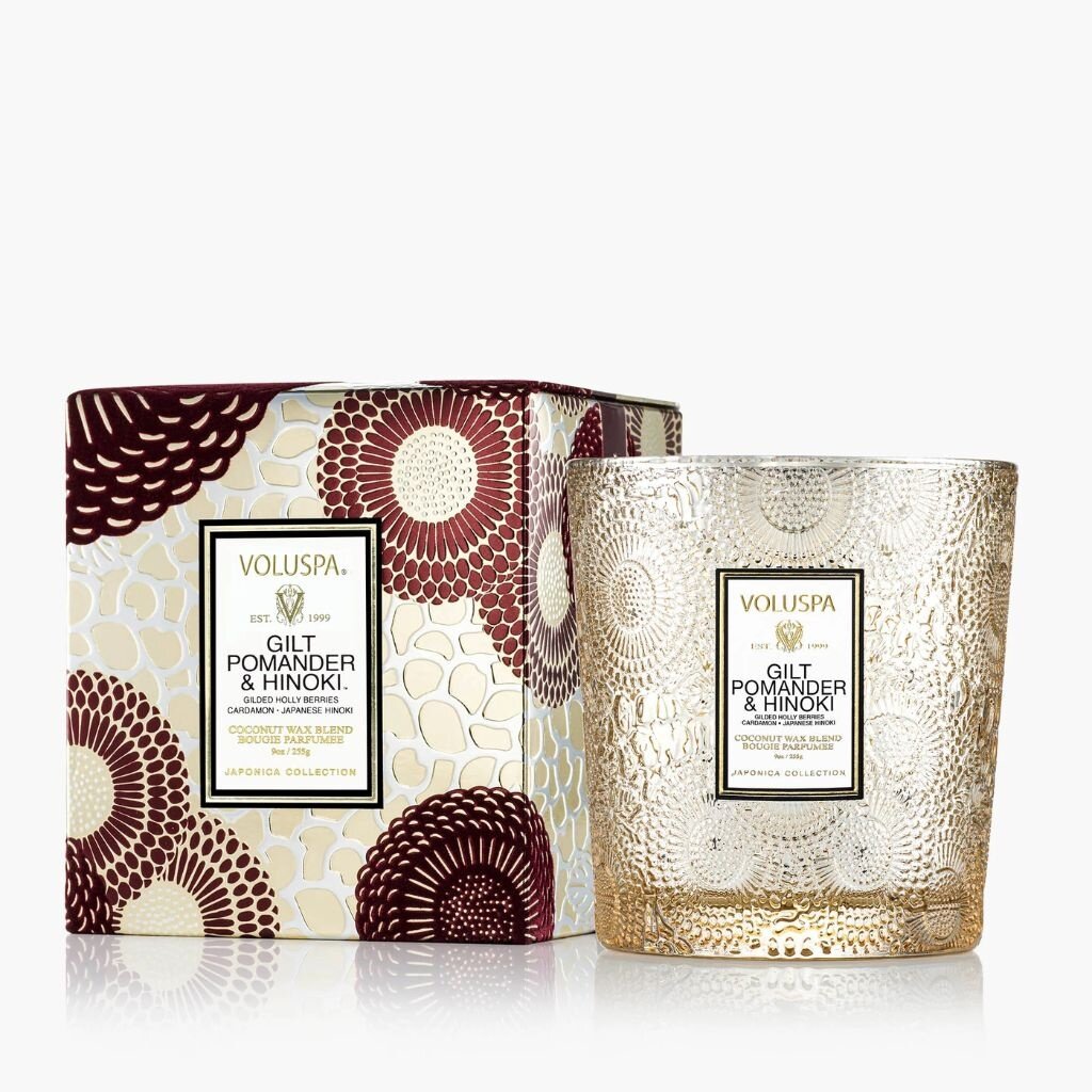 Voluspa Gilt Pomander & Hinoki 9oz Classic Candle