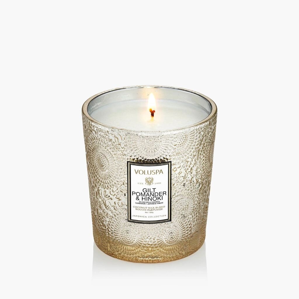 Voluspa Gilt Pomander & Hinoki 9oz Classic Candle