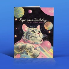 Offensive & Delightful NW23 Out of This World Cat Birthday Card