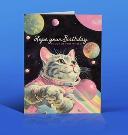 Offensive & Delightful NW23 Out of This World Cat Birthday Card
