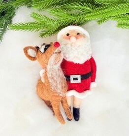 Cody Foster Santa & Rudolph Felt Ornament