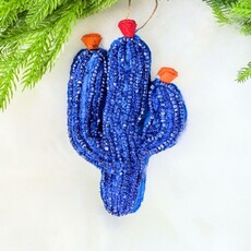 180 Degrees Beaded Cactus Orn, 6 Asst, 5.75"