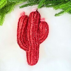 180 Degrees Beaded Cactus Orn, 6 Asst, 5.75"