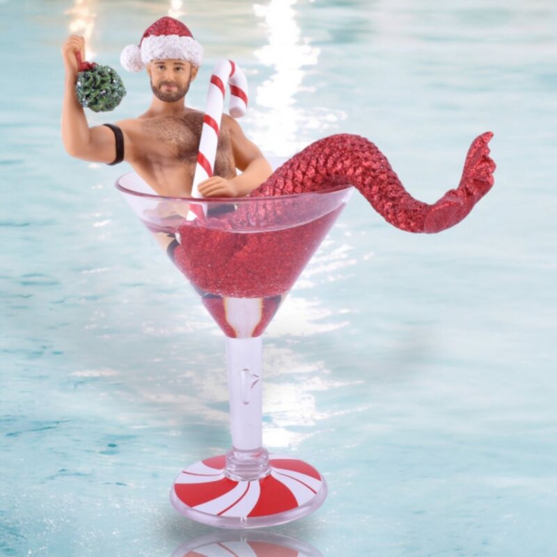 December Diamonds Mistletoe Santa Merman Ornament