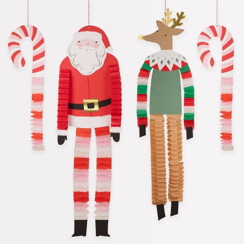 MeriMeri Long Legged Santa & Reindeer Decorations