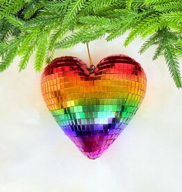 Cody Foster Rainbow Disco Heart Ornament